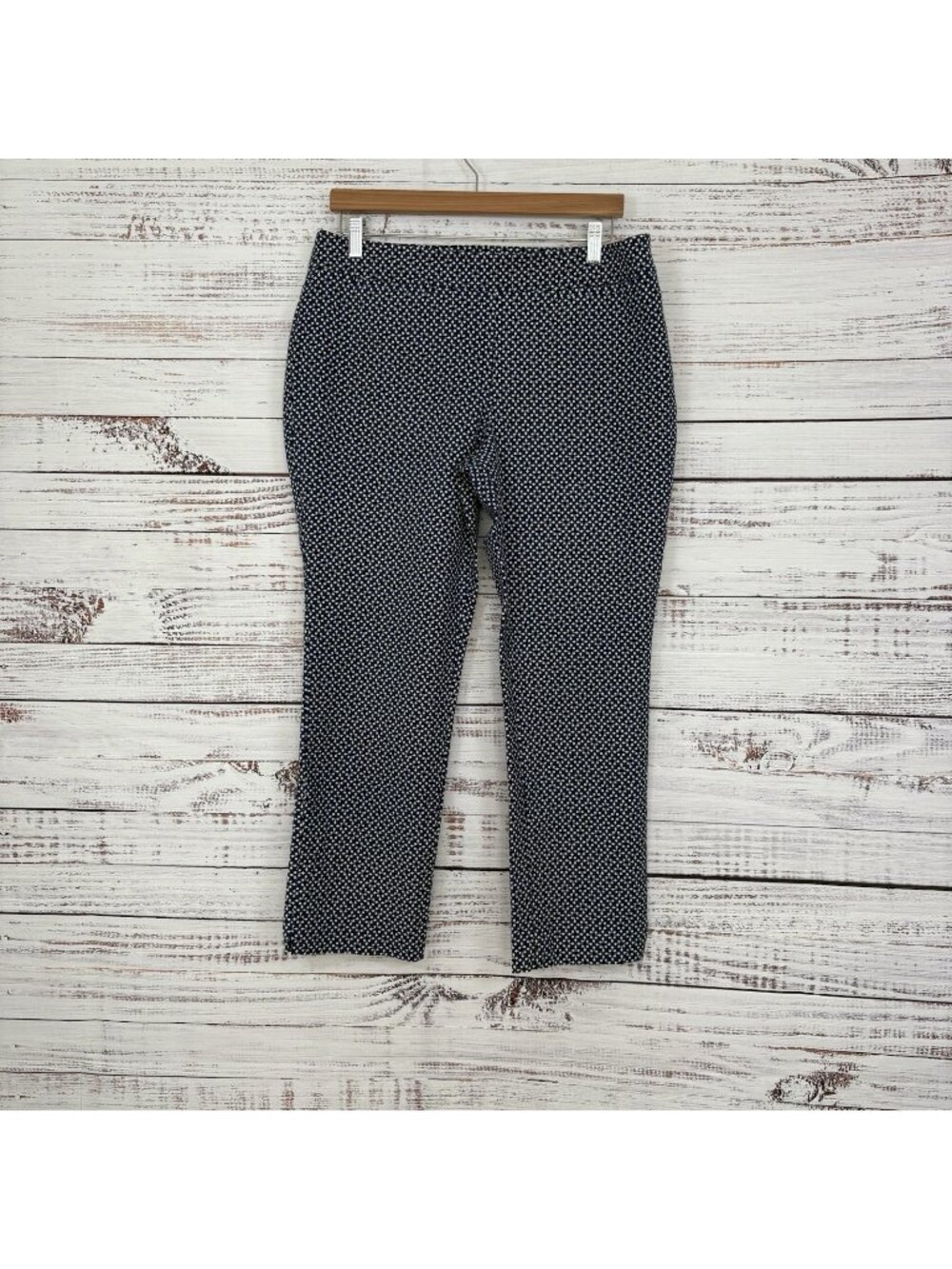 Talbots Blue Geometric Print Straight Leg Ankle Pants